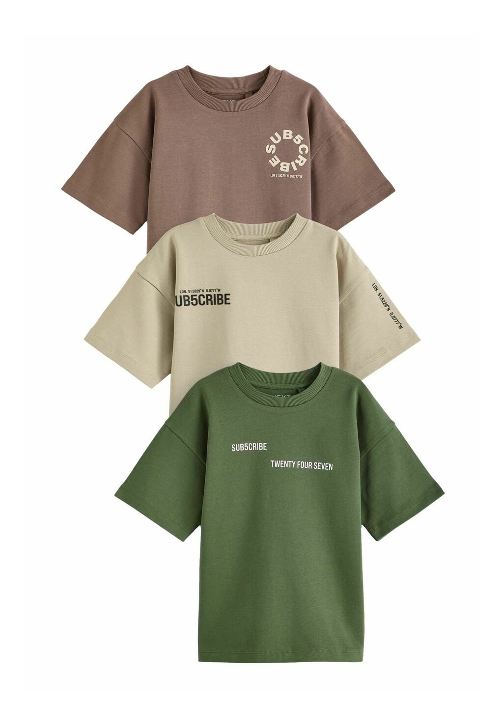 

Комплект футболок RELAXED FIT HEAVYWEIGHT SHORT SLEEVE Next, 3 предмета, зеленый