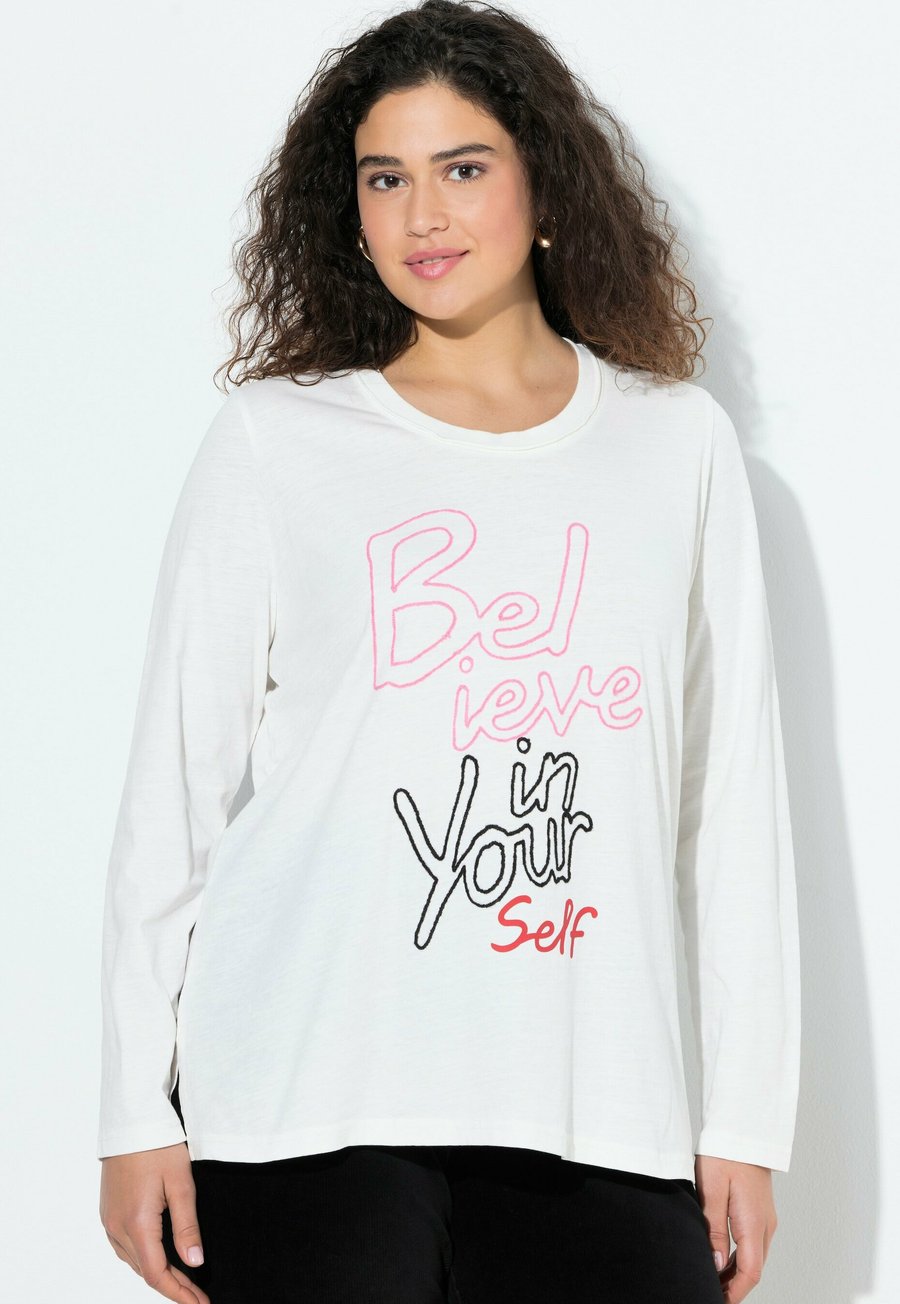 

Топ Ulla Popken MOTIVATIONAL GRAPHIC LONG SLEEVE , Off White/White