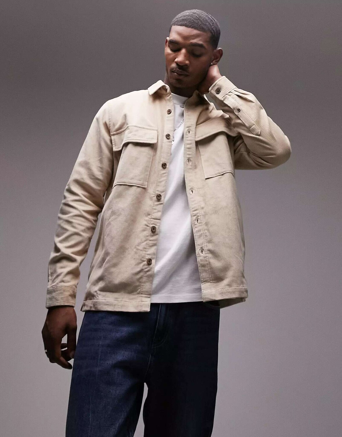 

Вельветовая рубашка стандартного кроя с длинными рукавами Topman Stone