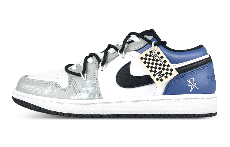 

Кроссовки Air JORDAN 1 Vintage Basketball Shoes Men Low-Top White, Black, Gray/Blue