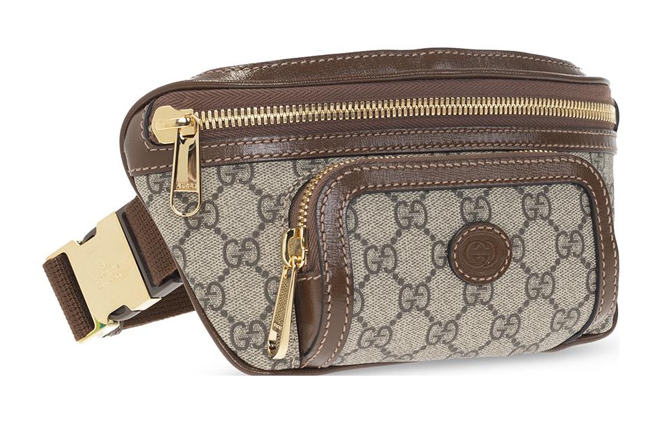 Унисекс сумка через плечо и поясная сумка из канваса с кожаной отделкой Gucci Ebony/Brown — фото 2