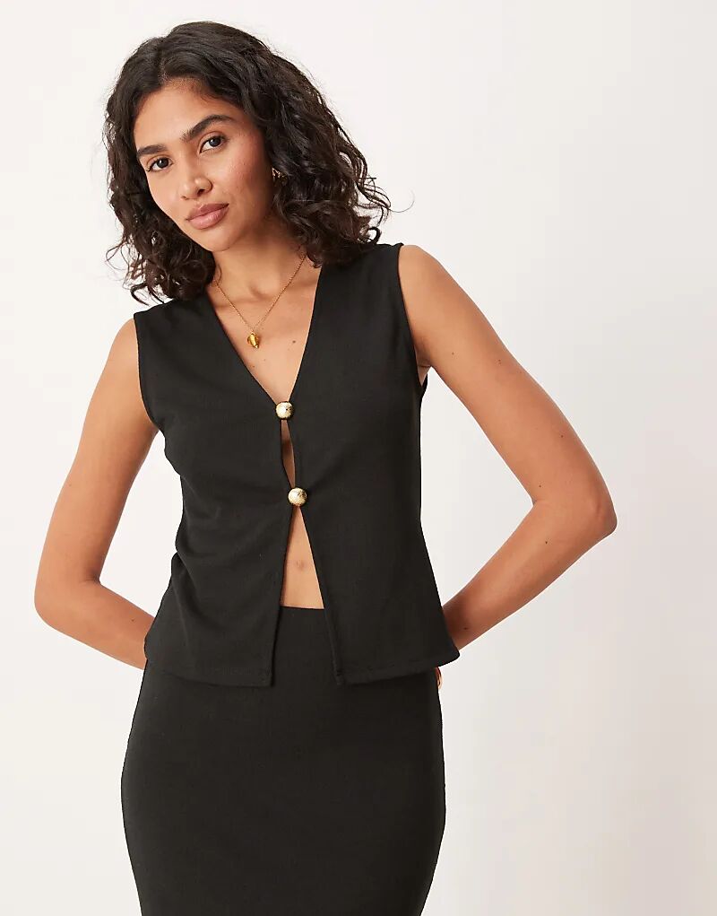 

Майка ASOS DESIGN Coord с V-образным вырезом и пуговицами, черный цвет