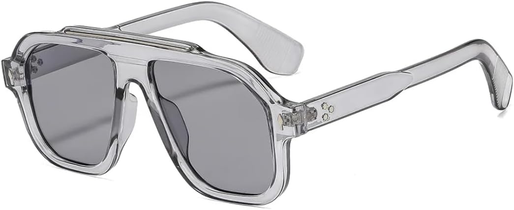 

Солнцезащитные очки для мужчин и женщин - защита UV400 - оправа с леопардовым принтом и заклепками, цветные линзы, для занятий спортом на открытом воздухе и вождения DSVIGF, Light Grey