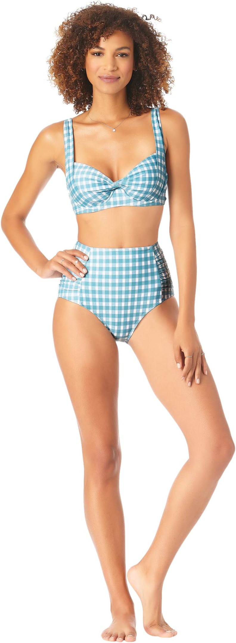 

Купальный топ Anne Cole Retro Twist Underwire Top, цвет Blue Plaid Print