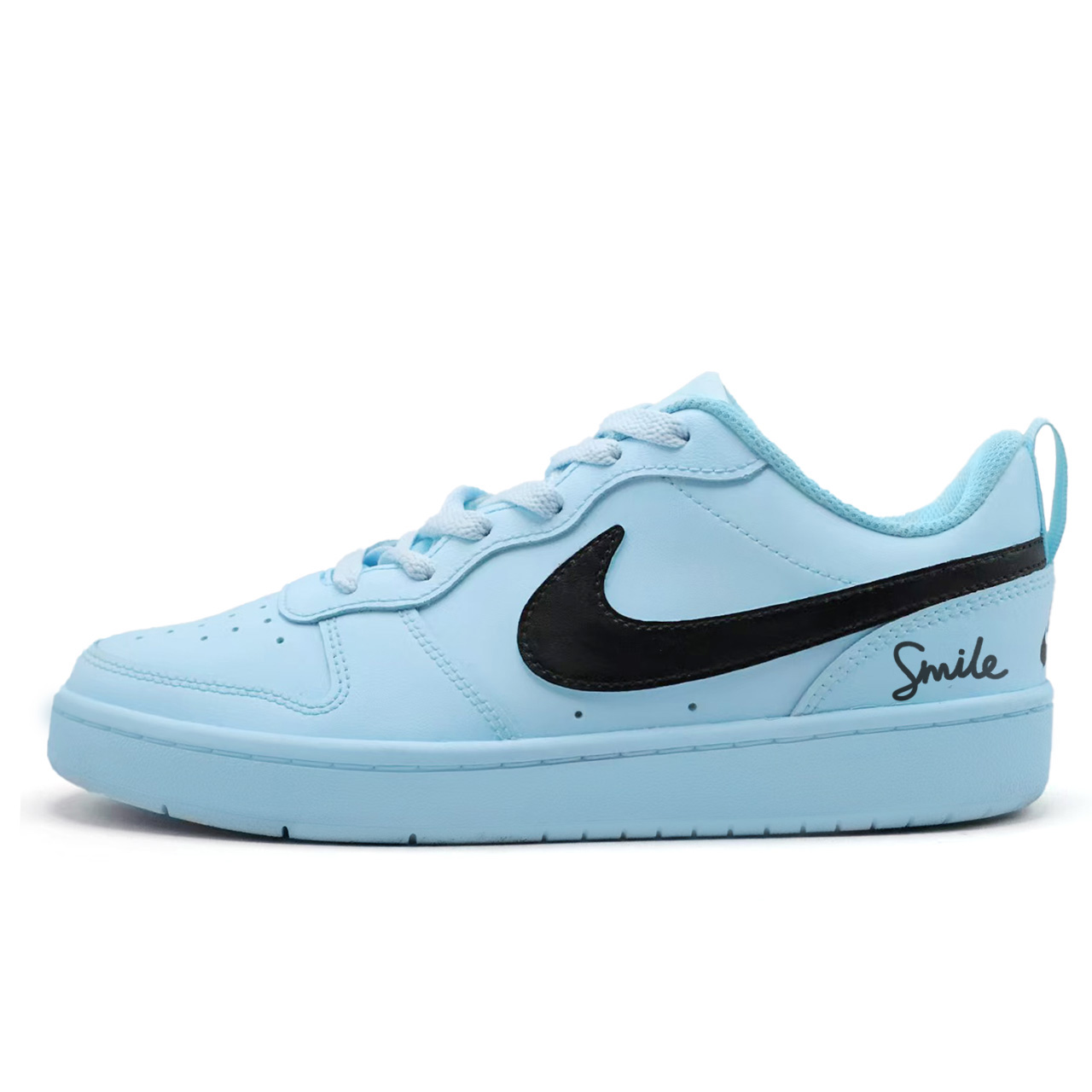 

Nike Кроссовки для скейтбординга Court Borough Clear Blue Soul Slip Resistant Abrasion Resistant низкие детские Blue Unisex