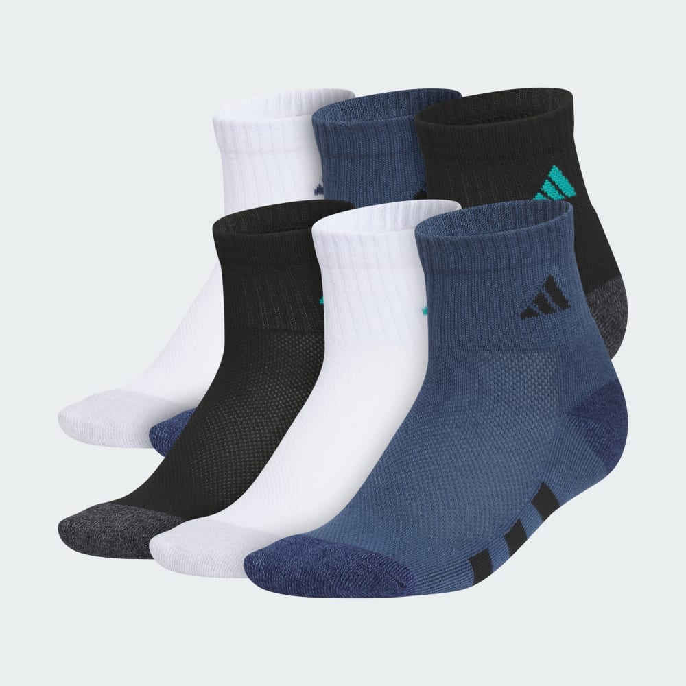 

Носки Adidas Athletic Cushioned 6-Pack Quarter Socks Kids, цвет White/Powder Teal/Mineral Blue