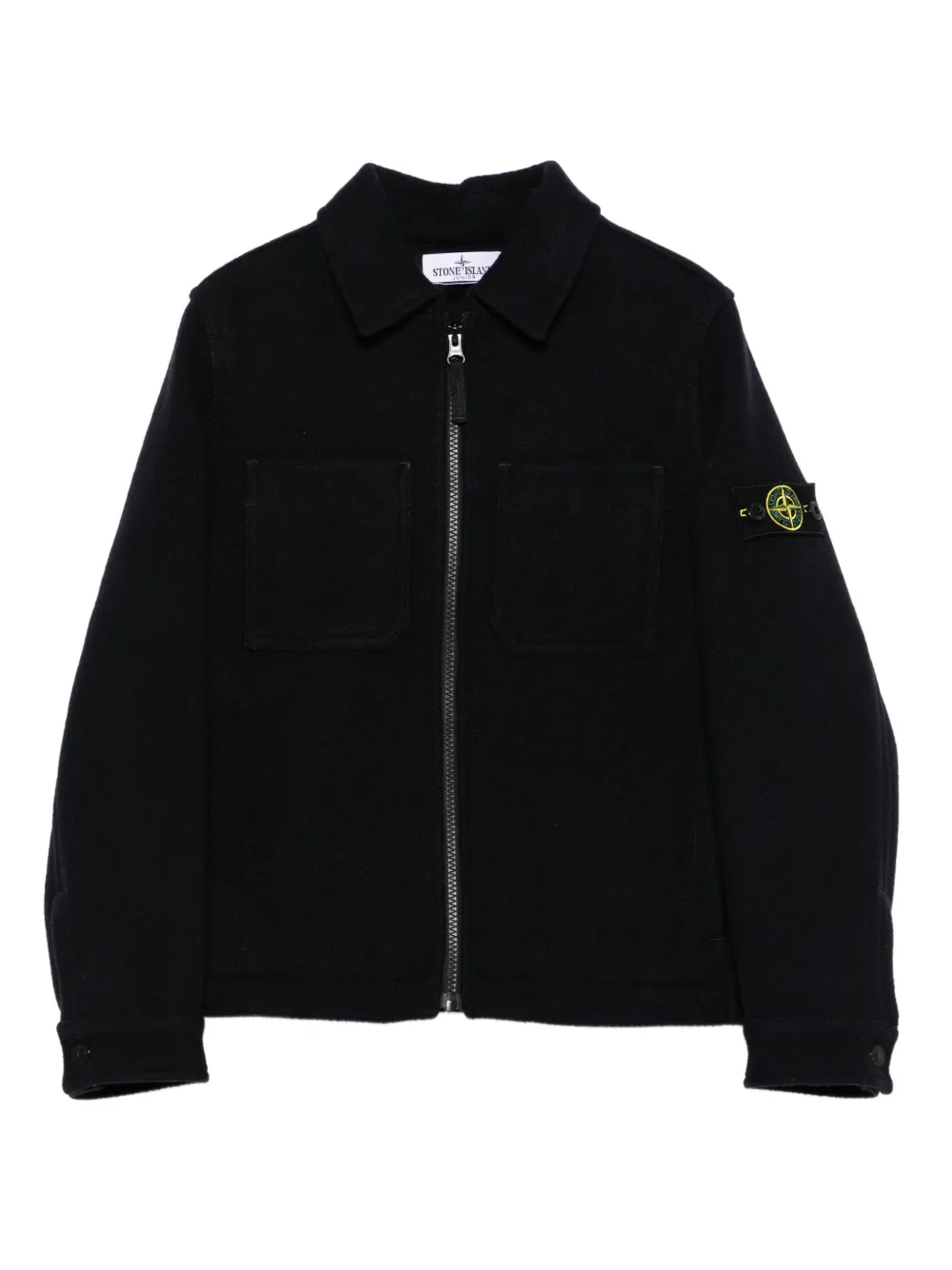 

Куртка с накладными карманами и застежкой-молнией спереди Stone Island Junior, синий