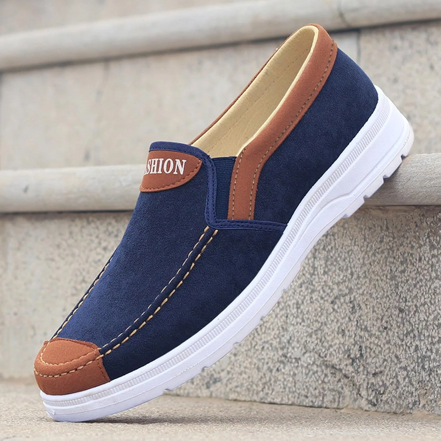 Туфли Crazy Fast Fashion All Season Casual Shoes Men Flat Bottom Non-Slip Fabric Comfortable Elastic Men Shoes Casual Dress Generisch, Blue — фото 4