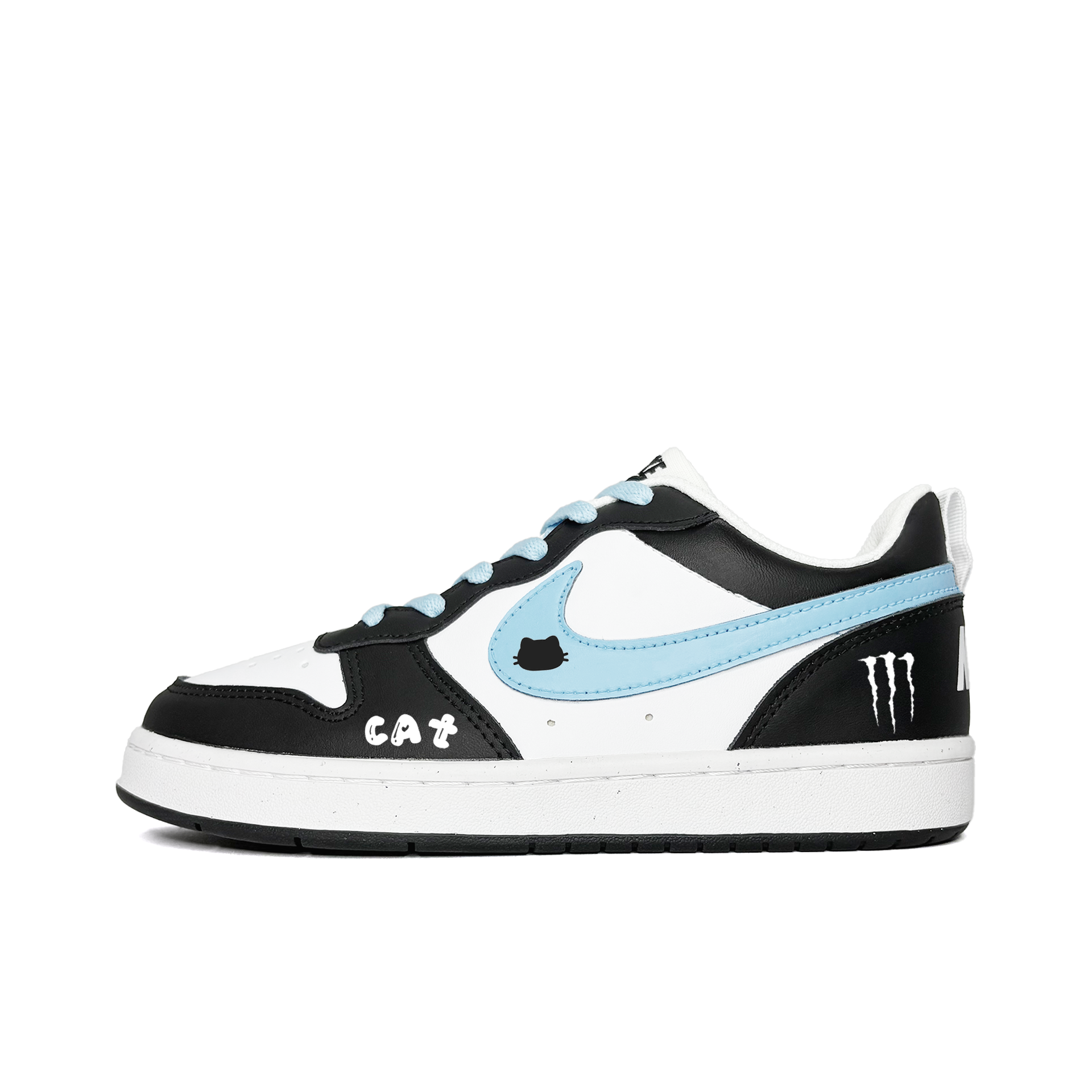 

Nike Кроссовки для скейтбординга Court Borough Cat Paw Slip Resistant Abrasion Resistant Low top для детей и подростков, сине-черные