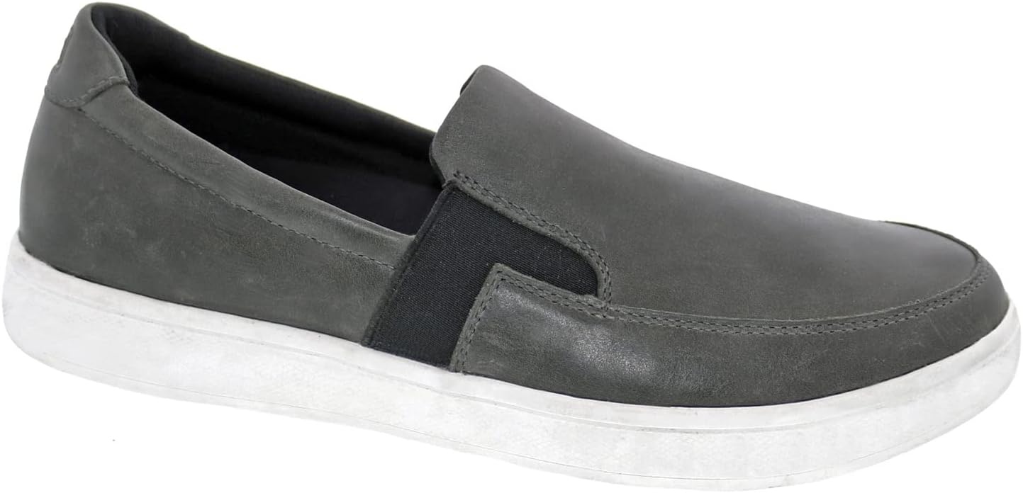 

Мужские повседневные кожаные слипоны Drew с поддержкой свода стопы и дополнительной глубиной, серый