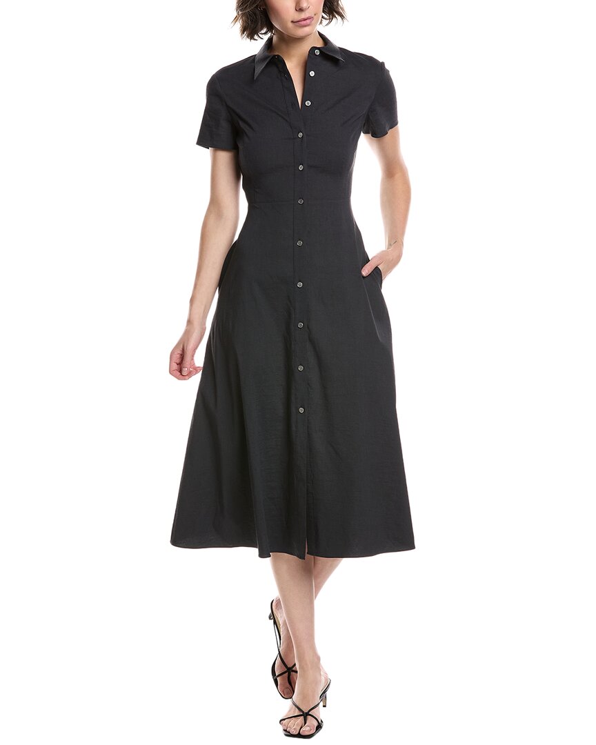 

Теория Миди платье-рубашка из льняной смеси Theory, синий