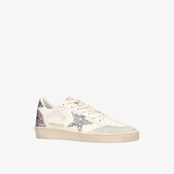 Кожаные низкие кеды ballstar 80184 с блестками Golden Goose, белый — фото 3