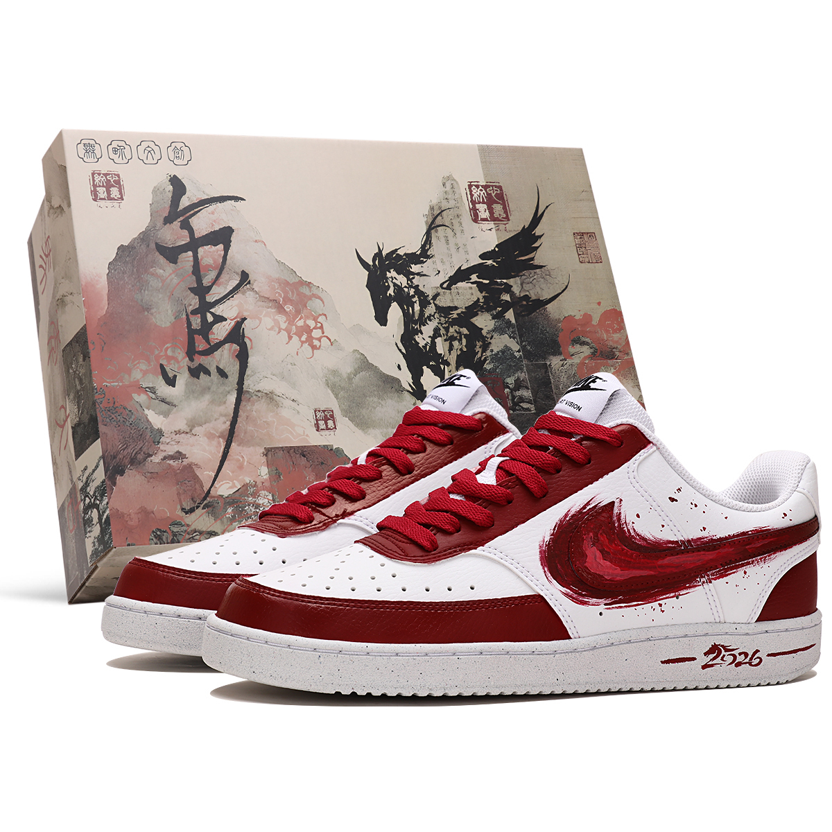 

Nike Court Vision 1 Abrasion Resistant Low top Skateboard Shoes мужские красные белые