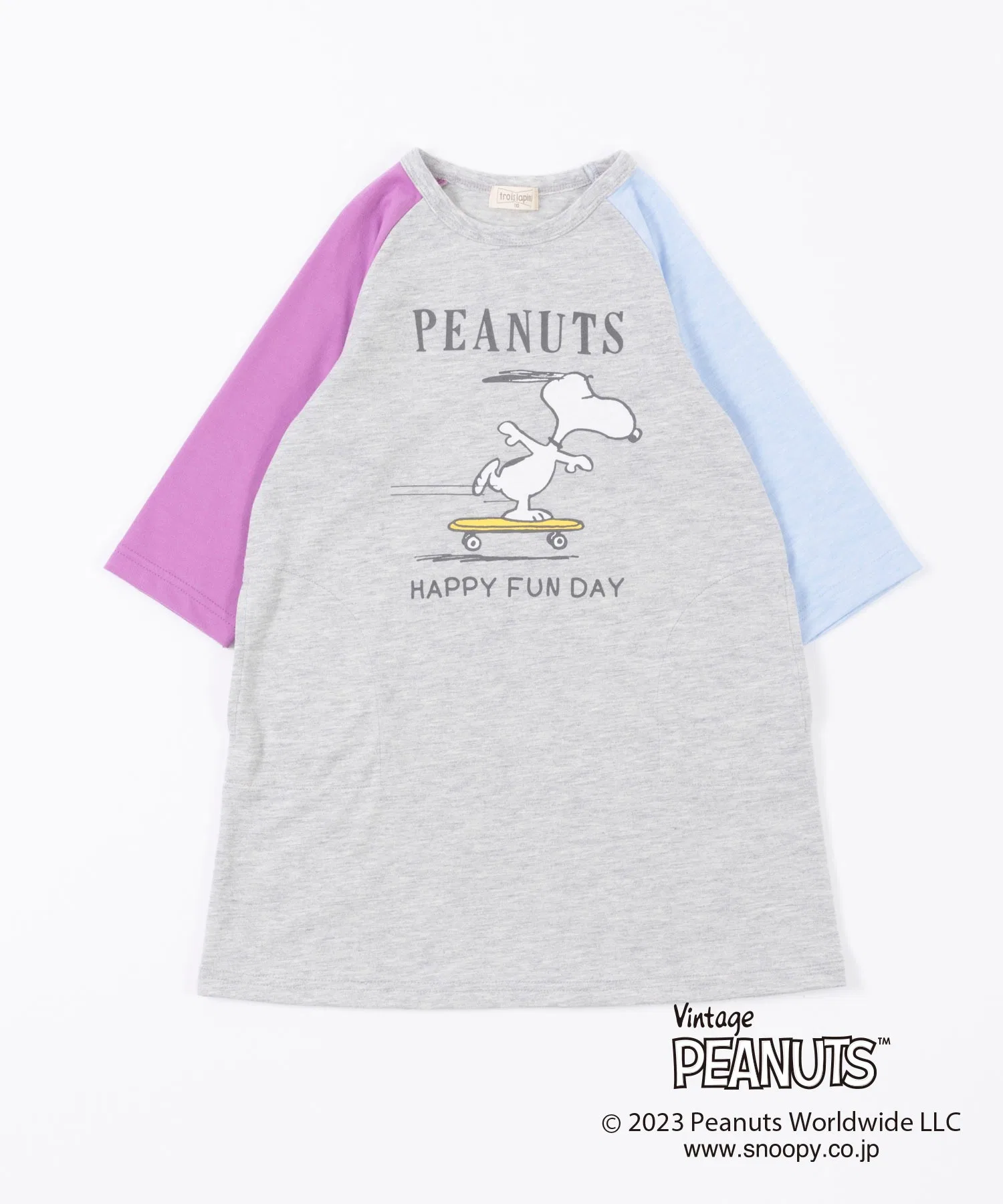 Детское платье Vintage PEANUTS с рукавами серого цвета