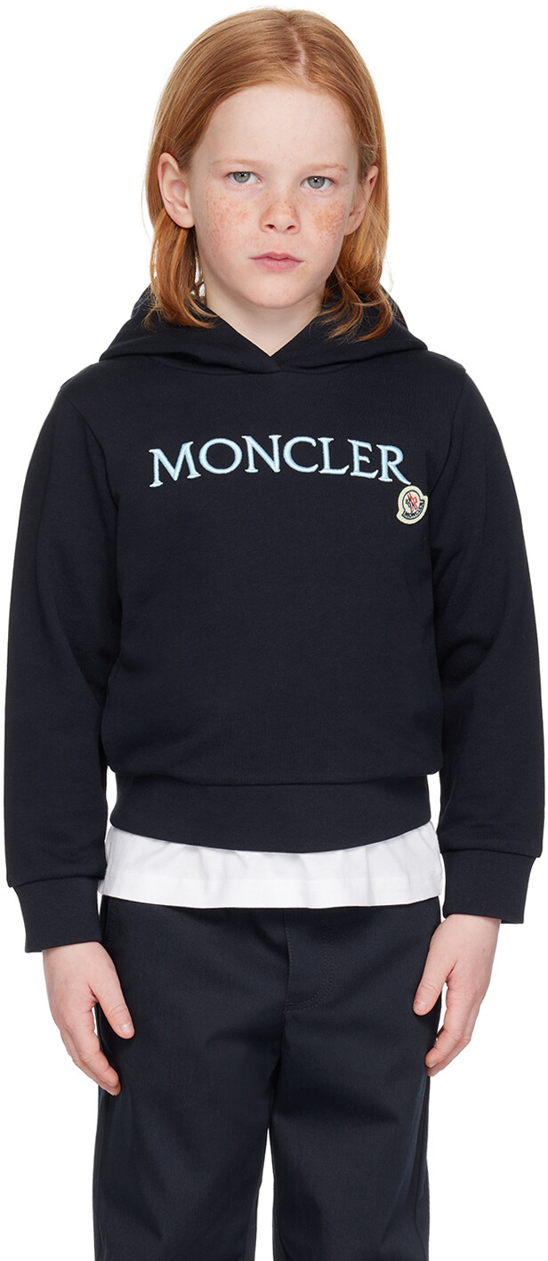 

Детское темно-синее худи с вышивкой Moncler Enfant, Синий, Детское темно-синее худи с вышивкой Moncler Enfant
