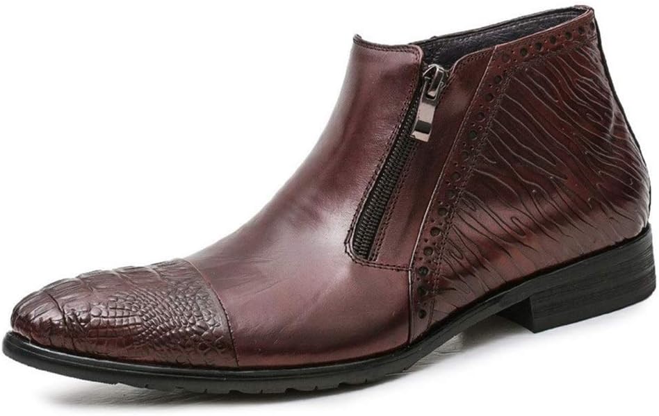 

Ботинки для мужчин Rui Landed Business Ankle Boot, высокие формальные, из премиальной натуральной кожи, с застежкой на молнию, декорированные тиснением под крокодила, заостренный носок, квадратный каблук (Цвет: черный, Размер: 10 M US)