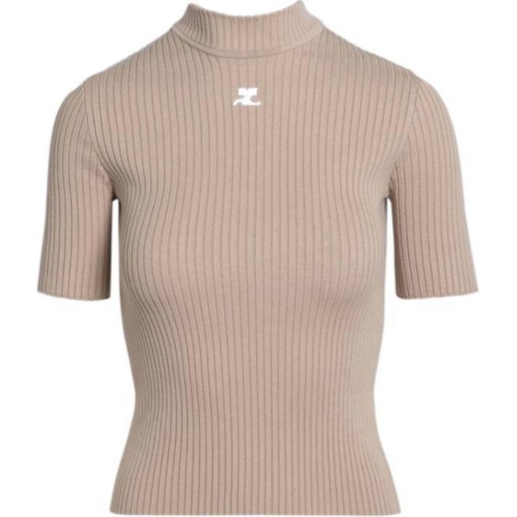

Свитер Courrèges Reedition Short Sleeved Ribbed Jumper COURREGES, бежевый