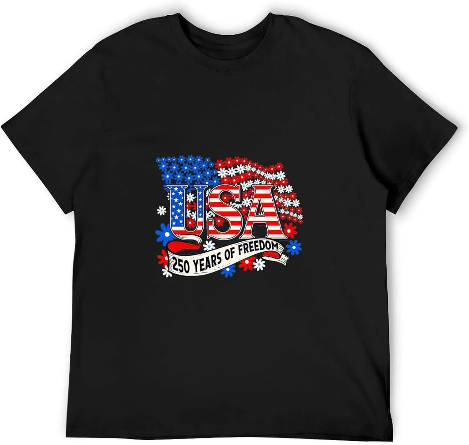 Футболка мужская, хлопковая, America's 250th Anniversary, Black-style-1 — фото 4