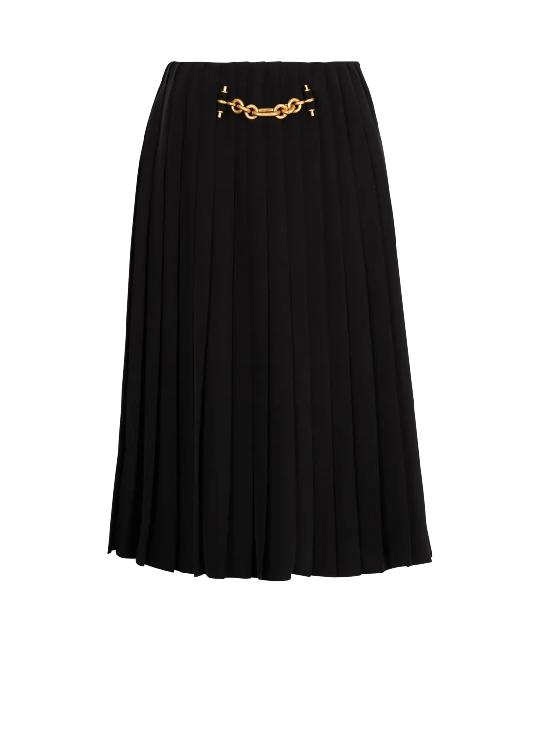 

Плиссированная шелковая миди-юбка с отделкой декором Balmain, черный