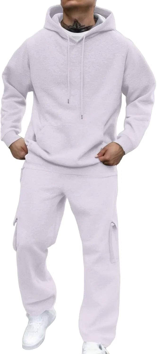Мужской спортивный костюм из флиса, 2 предмета, 01-white