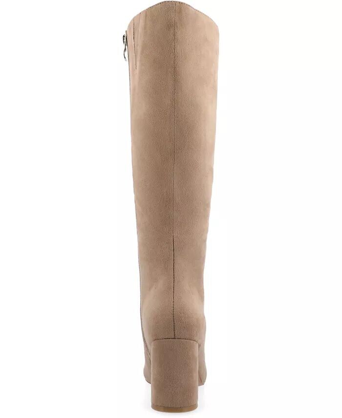 Женские сапоги Ameylia Block Heel до колена Journee Collection, коричневый/бежевый — фото 3