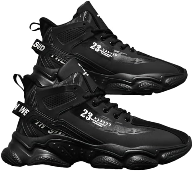 

Мужские высокие кроссовки для баскетбола Hhhchpm - дышащие, с противоскользящей резиновой подошвой с амортизацией, прочные и стильные для бега и повседневной носки в любое время года, черный