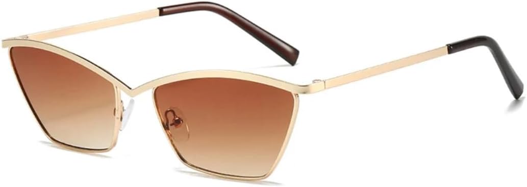 

Солнцезащитные очки с защитой UV400 | Крупные металлические очки в стиле «кошачий глаз» в стиле панк | для женщин и мужчин, для занятий спортом на открытом воздухе и вождения DSVIGF, Gold-brown