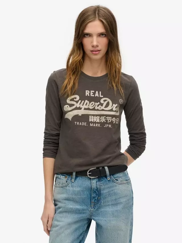 

Топ Superdry Embellished Vintage Logo Graphic, цвет vintage black slub