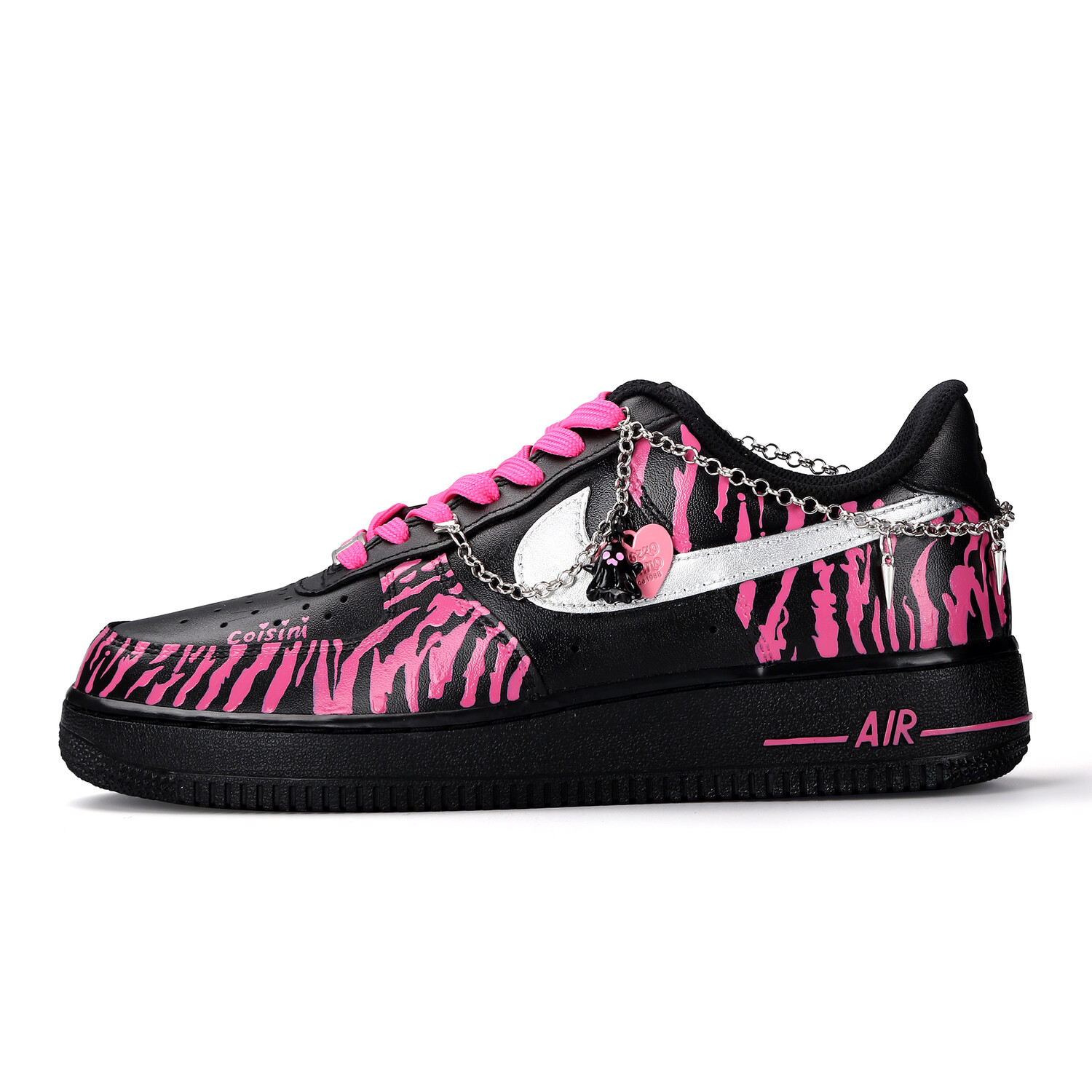 

Кроссовки Nike Air Force 1 Skateboarding Shoes Women's Low-top Black/Pink, черный