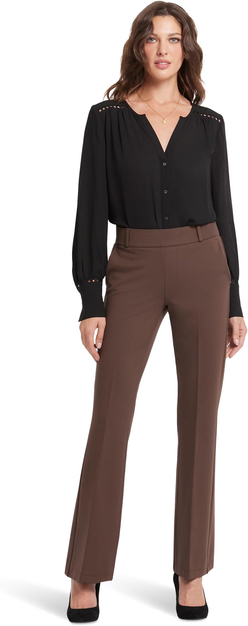 

Брюки NYDJ Pull-On Flare Leg Trousers, Coffee Bean