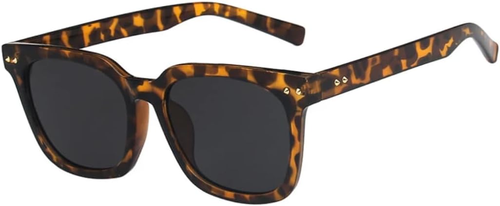 

Солнцезащитные очки с защитой UV400 | Большая оправа с заклепками и цветными линзами | Для женщин и мужчин, для занятий спортом на открытом воздухе и вождения DSVIGF, Leopard Gray