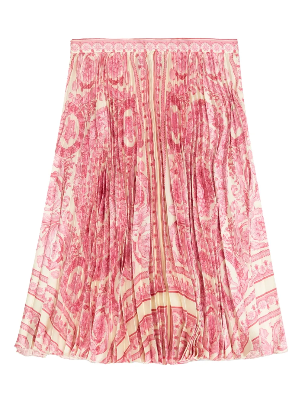 Юбка со складками и цветочным принтом Versace Kids, розовый — фото 2