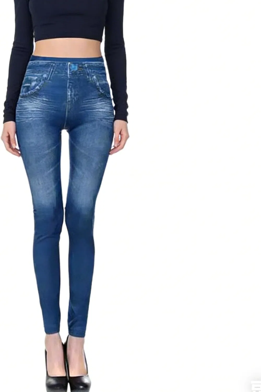 Джинсы faux denim, женские, синие — фото 4