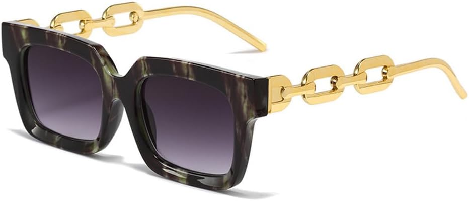 

Солнцезащитные очки с металлической цепочкой, ретро-квадратные очки, трендовые панк-очки, женские солнцезащитные очки Lunettes De Soleil 2027 года MTZJH, Marbling Gray