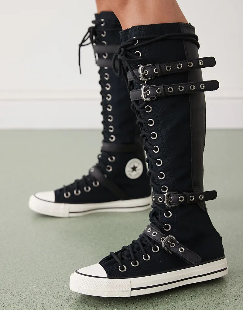 Кроссовки Converse Chuck Taylor All Star Knee High черного цвета с пряжками — фото 4