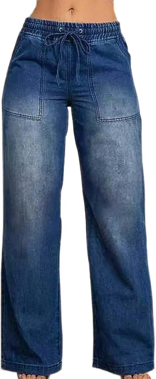 

Джинсы Mid Low Rise Baggy Wide Leg Distressed для женщин Hfnxid