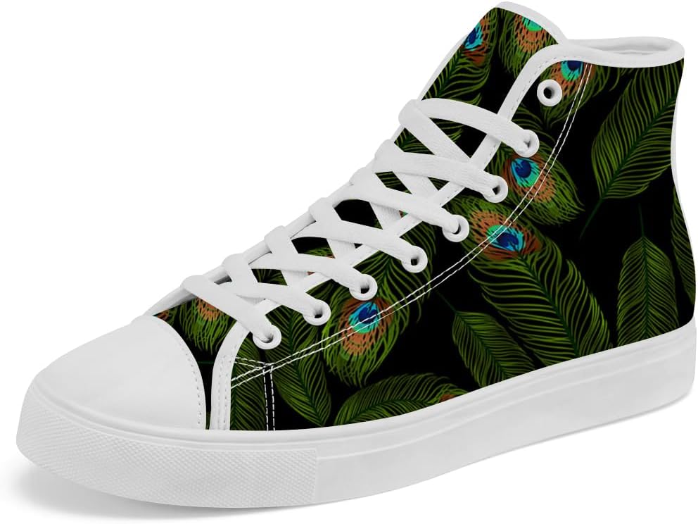 

Высокие кеды из холста с рисунком павлина, шнуровка, повседневная обувь для женщин и мужчин Chebing, зеленый