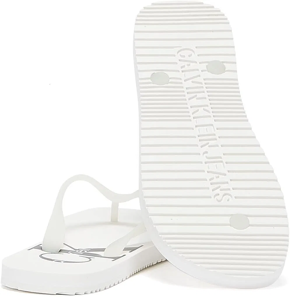 Пляжные сандалии Calvin Klein Jeans Monogram TPU, мужские белые шлепанцы — фото 4