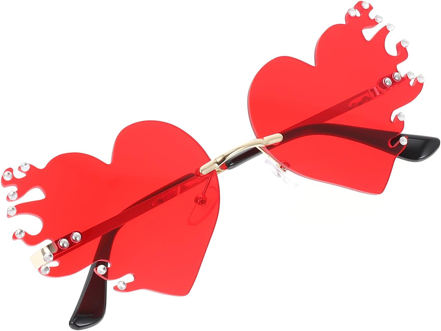 

1 пара декоративных солнцезащитных очков в форме сердца, без оправы, с эффектом пламени, для вечеринок, фестивалей и костюмированных мероприятий. Уникальные очки с огненным дизайном для веселых праздников WOFASHPURET, Red