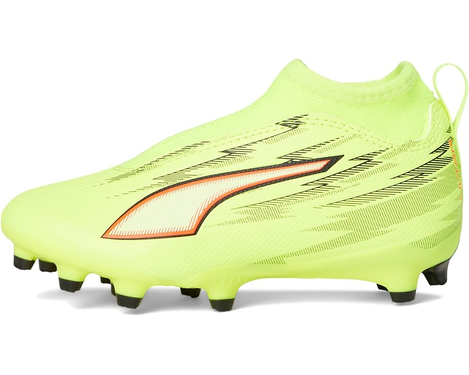 Детские бутсы Puma Ultra 6 Match+ Laceless Firm/Artificial Ground (маленькие дети/дети постарше) PUMA Kids, Yellow Alert/Black/Glowing Red/Lime Squeeze — фото 4