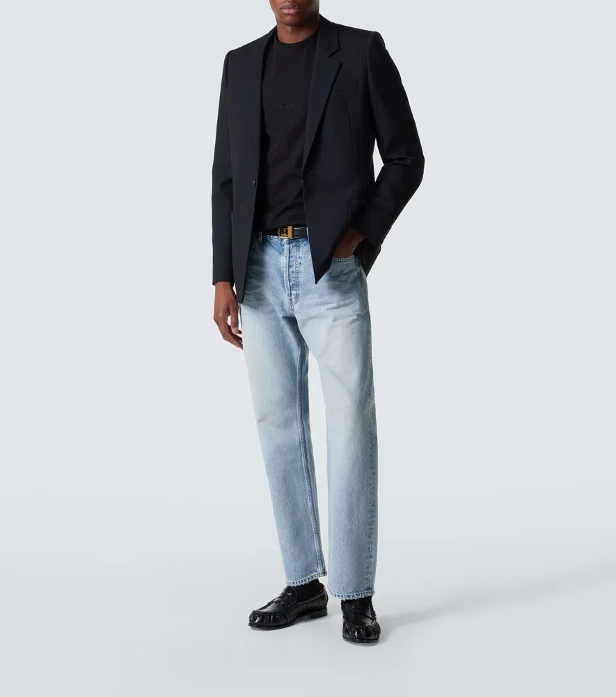 Футболка из хлопкового трикотажа с логотипом Saint Laurent, черный — фото 2