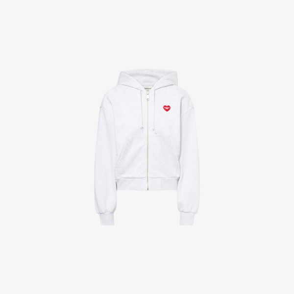

Худи из хлопка с вышитой нашивкой в виде сердца Carhartt Wip, цвет ash heather