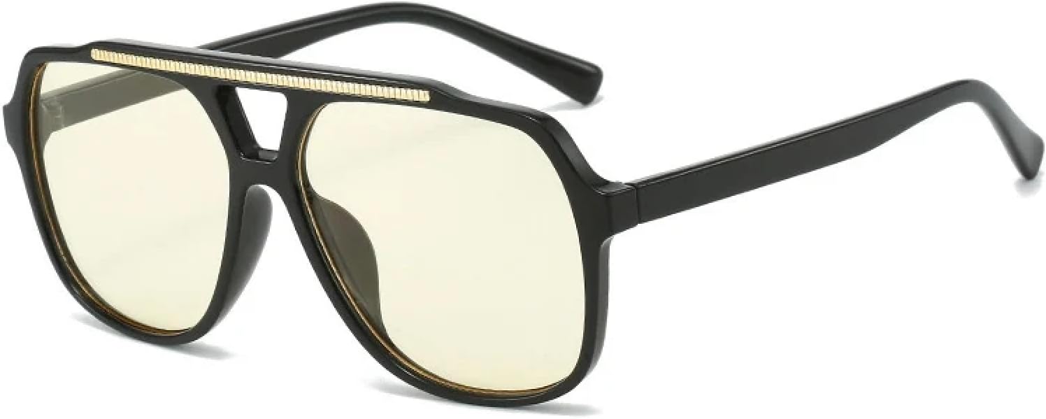 

Женские солнцезащитные очки с двойной перемычкой, модные, с прозрачными градиентными линзами Ocean, защита от УФ-излучения UV400. Мужские солнцезащитные очки с двойной перемычкой HHZZYVY, Black Yellow