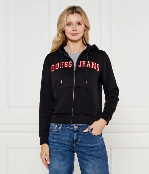 

Толстовка женская Guess Jeans на молнии с логотипом, черный