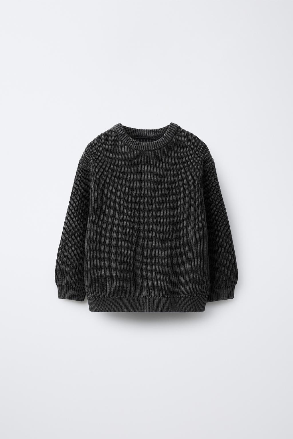 

Вязаный свитер с эффектом выцветания ZARA, антрацитовый серый