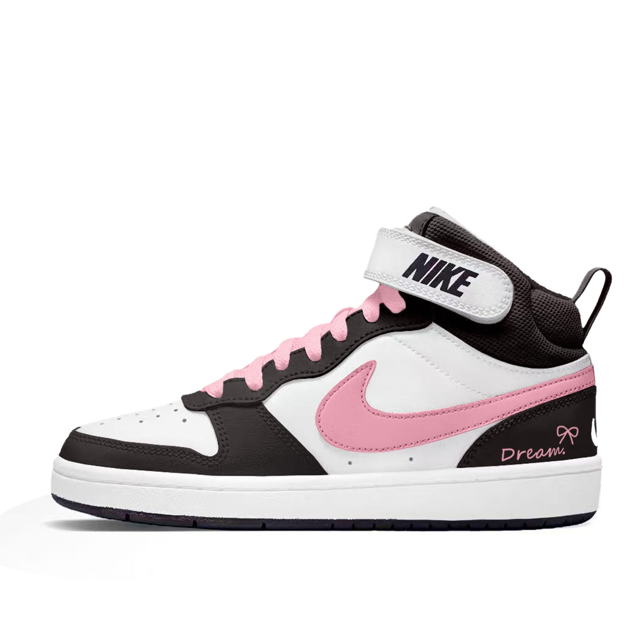 

Nike Детские скейтбордистские кроссовки Court Borough 2 Pink Undertone Angel из нескользящей и износостойкой кожи средней высоты