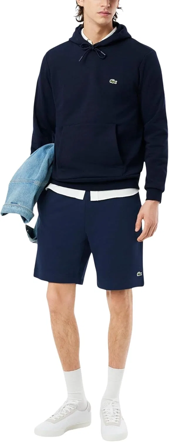 Мужские шорты Lacoste из французского махрового флиса стандартного кроя, темно-синий