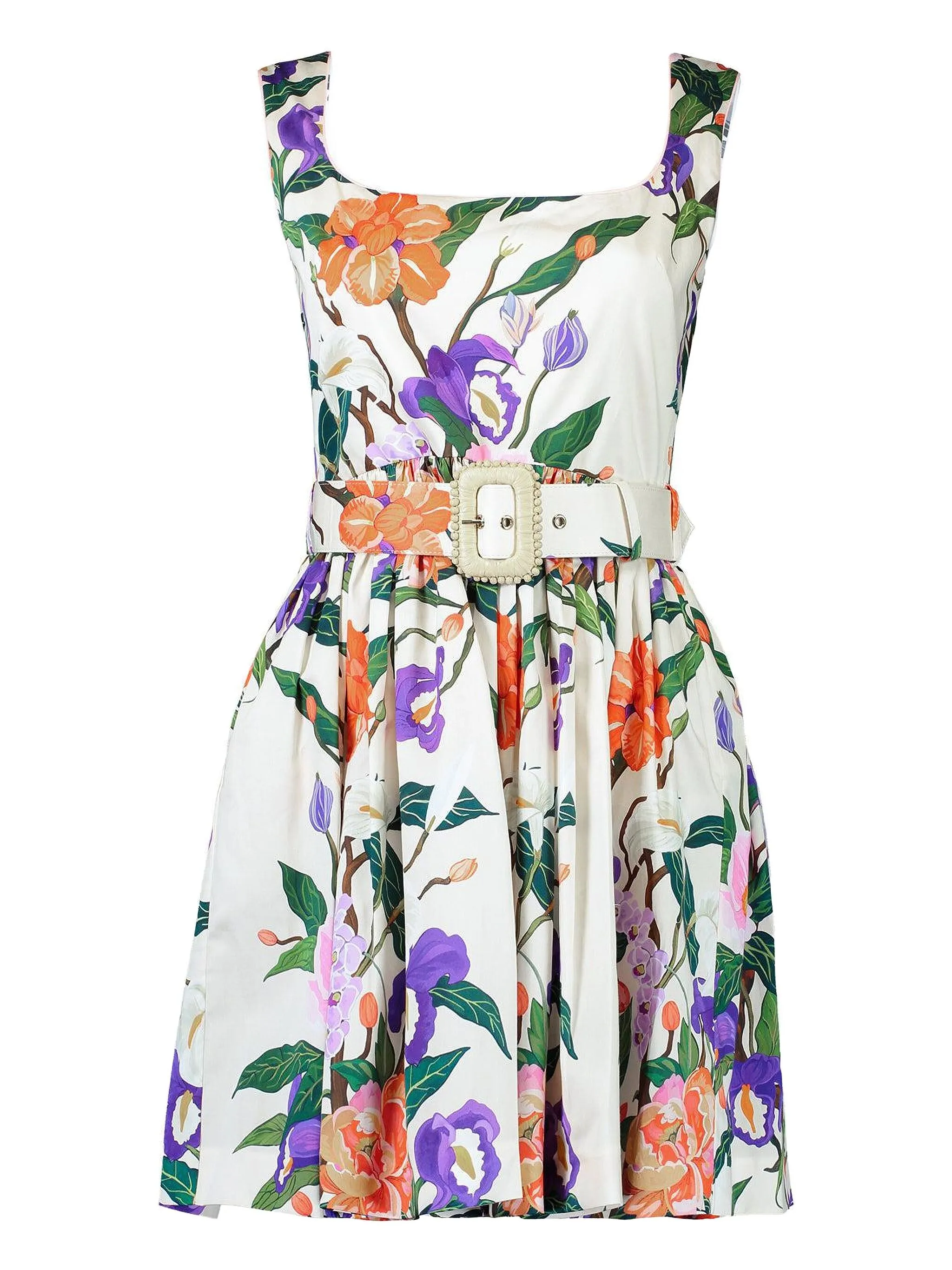 

Платье с поясом и цветочным принтом от Muna Borgo De Nor, белый