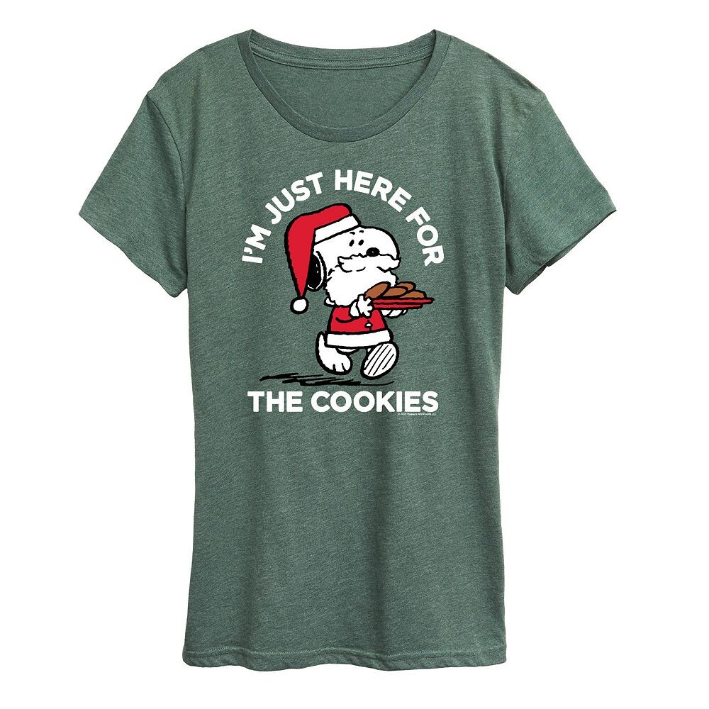 

Женская футболка с рисунком Peanuts Snoopy Cookies Licensed Character, цвет Heather Green