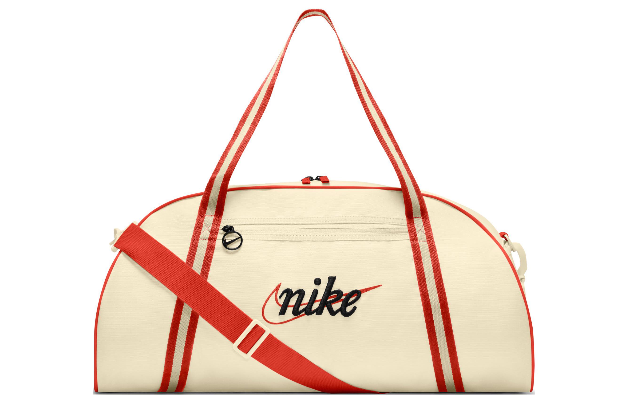 

Nike Спортивная сумка цвета кокосового молока и страстного красного и черного